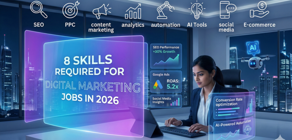 Discover the top skills required for digital marketing jobs in 2026. Learn SEO, PPC, social media, analytics, automation, and high-income marketing skills.